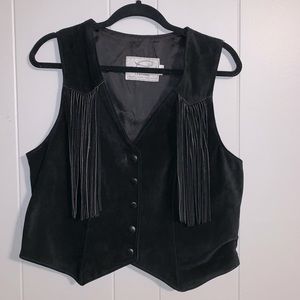 Vintage Lariat Genuine Suede Leather Fringe Vest